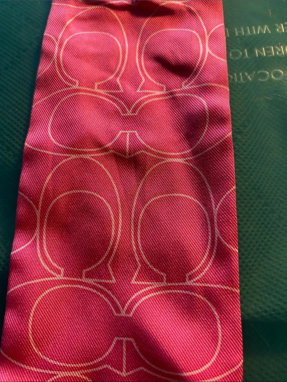 COACH Pink Signature Skinny Scarf Tie - NWT - Picture 2 of 5